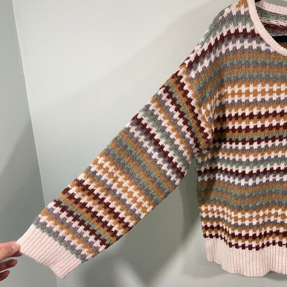 Knox Rose Women Mixed Fall Colors Textured Crew Neck Pullover Sweater Size XL - Picture 7 of 8